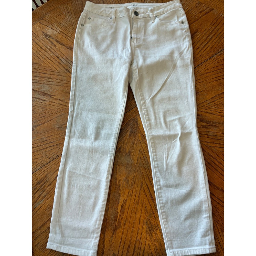 ANA Skinny Ankle Jeans White Denim Mid Rise Size 29/8 Womens